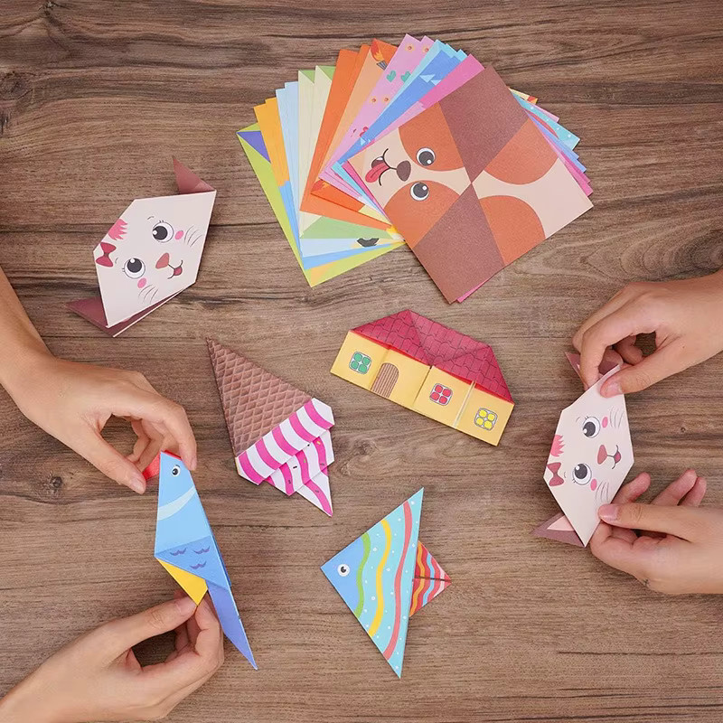 TMZ Origami-Materialpaket aus farbigem Bastelpapier mit Tier- und Lebensmotiven in Multicolour für DIY-Projekte und kulturelle Bildung - Bild 3