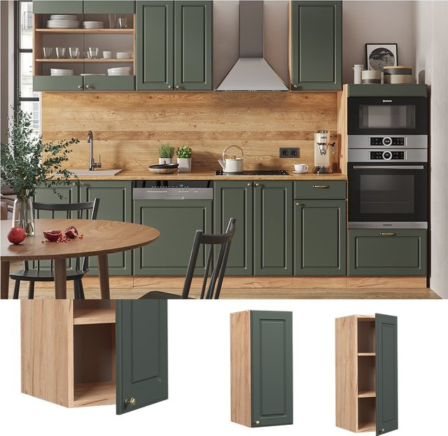 Vicco Hängeschrank Fame-Line Landhaus Eiche Grün-Gold mit Softclose-Scharnieren und Einlegeboden, Breite: 30 cm, Höhe: 72 cm, Tiefe: 34,1 cm - Bild 1