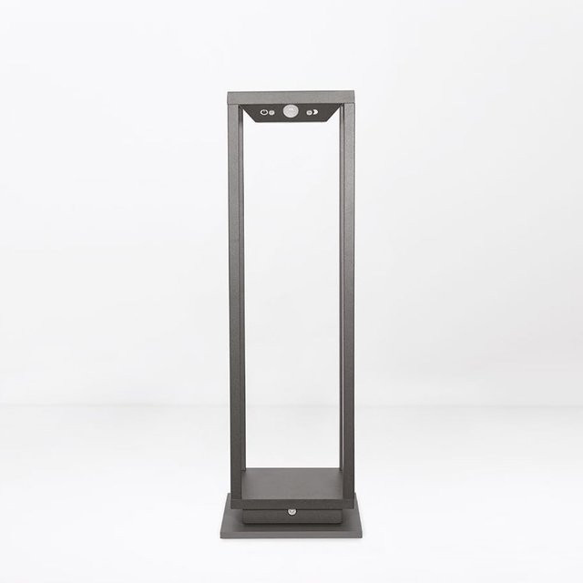 Zafferano Home Solar LED-Pollerleuchte in Dunkelgrau mit Bewegungssensor und Bodenplatte aus Aluminium - Bild 1