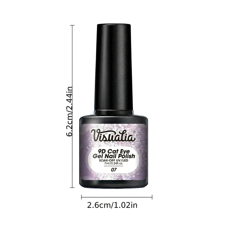Visuatia Katzenauge Gel-Nagellack-Set, 6 Farben, Lila, Schimmernd - Bild 3