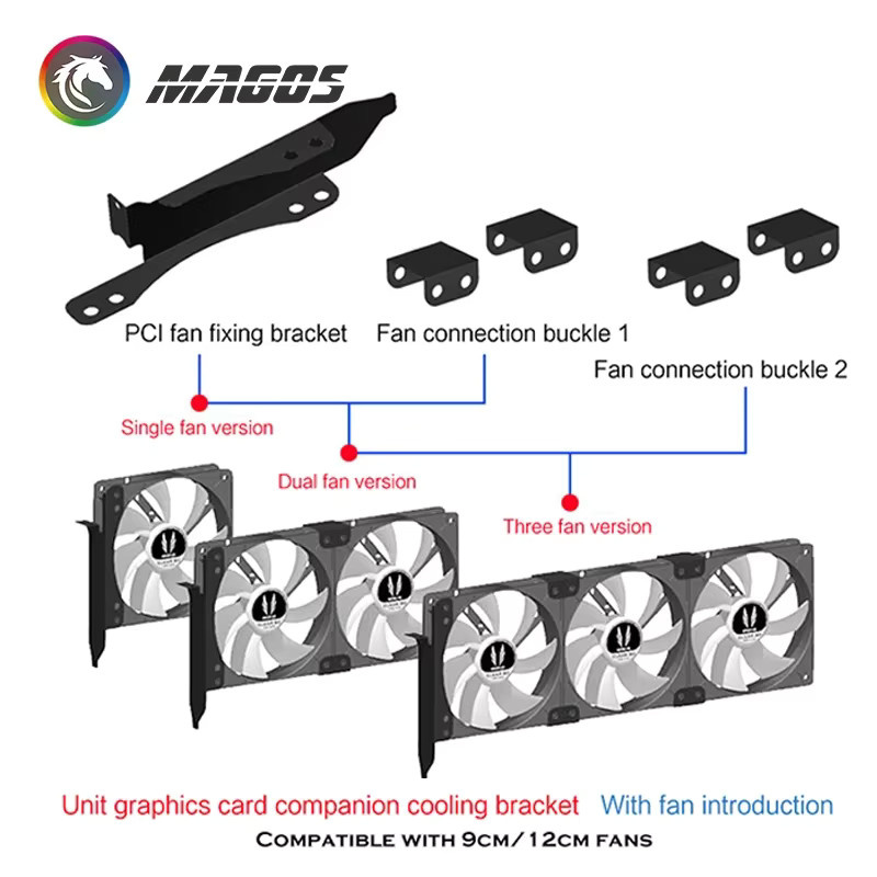 FREEZE MOD GPU Lüfterhalterung für Grafikkarten in Schwarz, PCI-Bit Kühlregal MOD Schnalle, Breite: 8 cm, 9 cm oder 12 cm - Bild 2