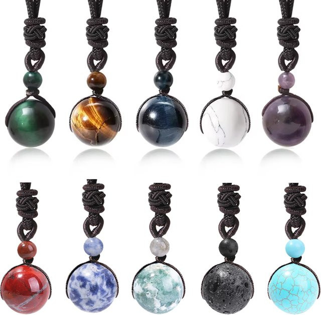 SANSHI Halskette, Tigerauge, Amethyst, Kristall, Unisex - Bild 1