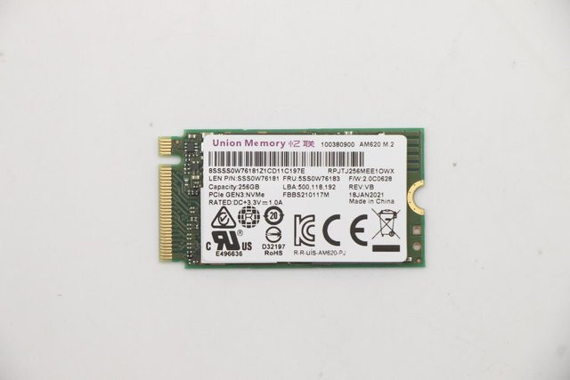 Lenovo Internes Solid State Drive M.2 256 GB NVMe PCI Express 3.0 SSD in Grün - Bild 1