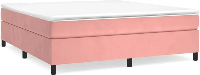 vidaXL Boxspringbett mit Matratze in Rosa, Hybridbett mit Taschenfederkern aus Samt, B/T: 200 x 200 cm - Bild 1