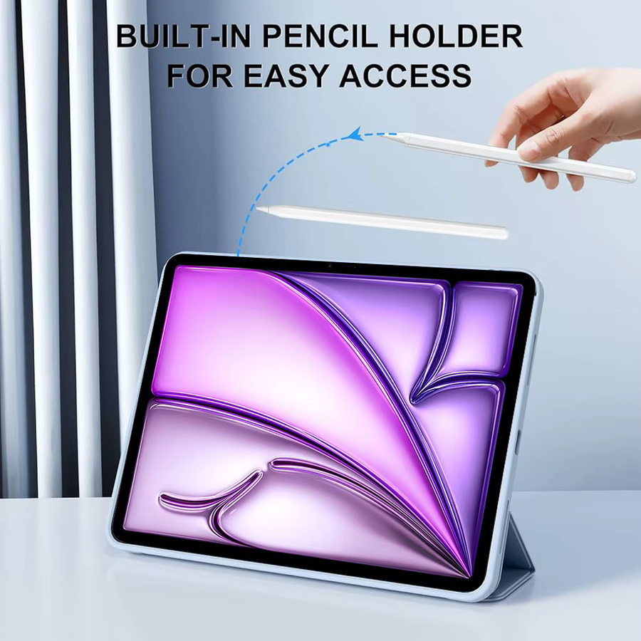 Dreifach gefaltete PU-Lederhülle für Apple iPad Pro 12.9 (3./4./5./6. Generation) und iPad Air 13 M2 M3 in Purple - Bild 3