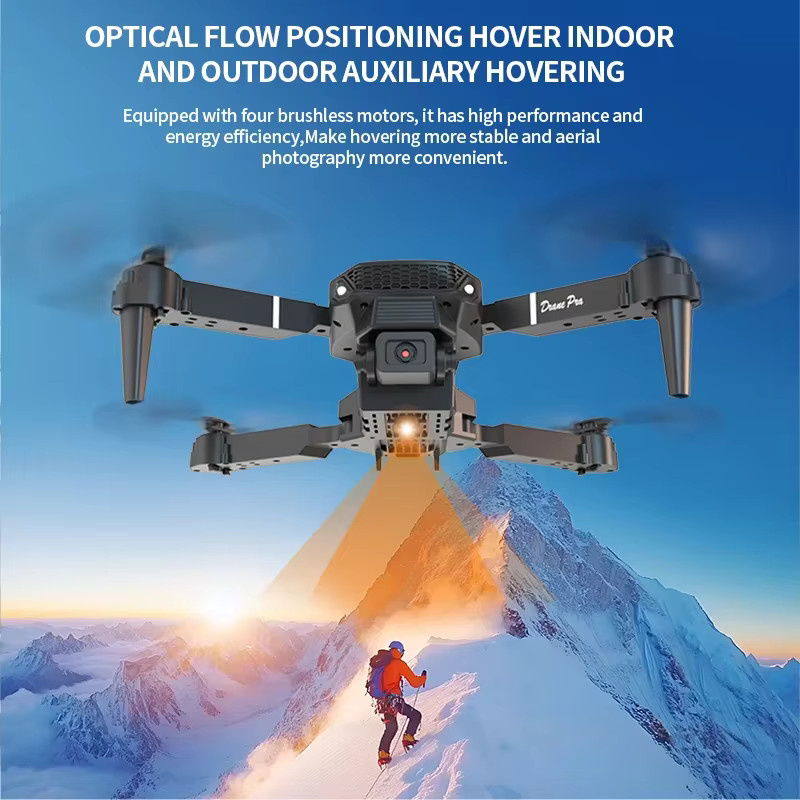 Professionelle E88 RC Drohne mit 8K HD Weitwinkel Kamera, WiFi FPV, faltbarer Quadrocopter mit Höhenhaltung in Schwarz - Bild 4