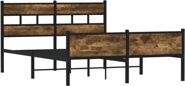 vidaXL Metallbett in Räuchereiche, B/T/H: 160 x 200 x 91,5 cm - Bild 1