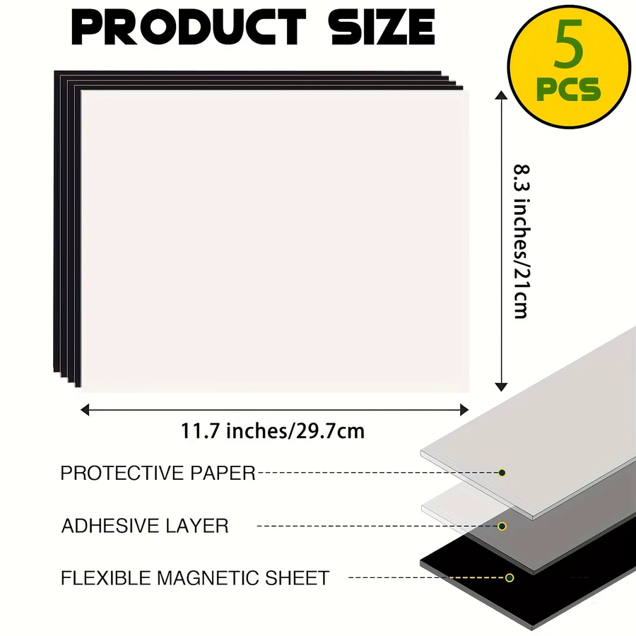 HUSPER Magnetpapier selbstklebend, 5 flexible Magnetblätter in A4, schwarz, Dicke: 0,3 mm - Bild 2