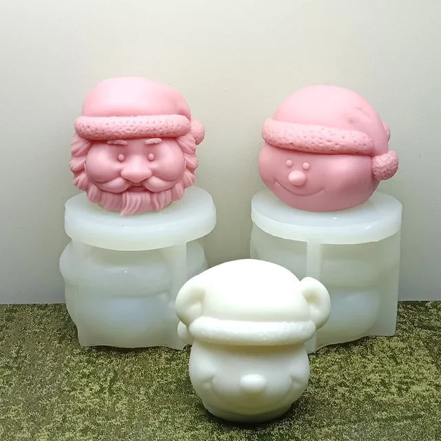 LONTL Silikonform Santa Claus für DIY Kerzen, Gips und Harz zur Weihnachtsdekoration in Pink - Bild 1