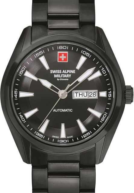Swiss Alpine Military Armbanduhr, Automatik, Edelstahl, Schwarz, 43 mm, Herren - Bild 1