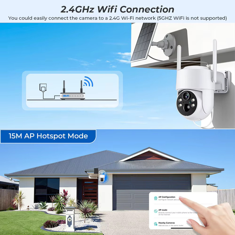 BESDER 5MP WiFi Solar PTZ Outdoor Sicherheit IP Kamera mit Nachtsicht, Menschliche Erkennung und 7800mAh Akku in Weiß - Bild 5