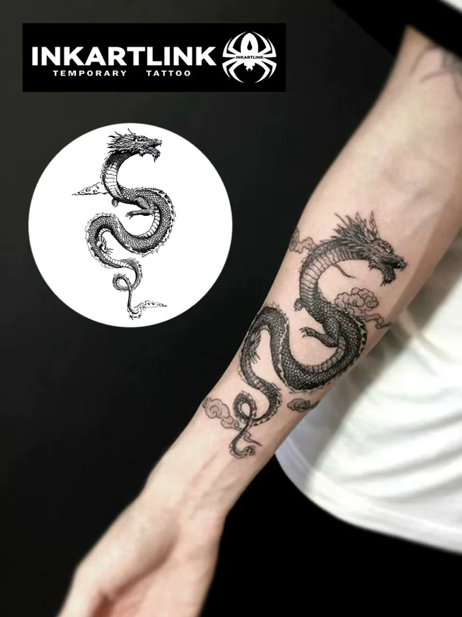 INKARTLINK Dark Dragon Tattoo Aufkleber, Temporäres Tattoo - Bild 5
