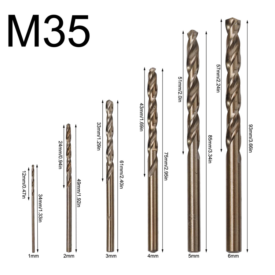 VIBRATITE HSS M35 Kobalt Bohrer Set aus Edelstahl in Silber, 6er Set für Metall, Eisen und Holz - Bild 4