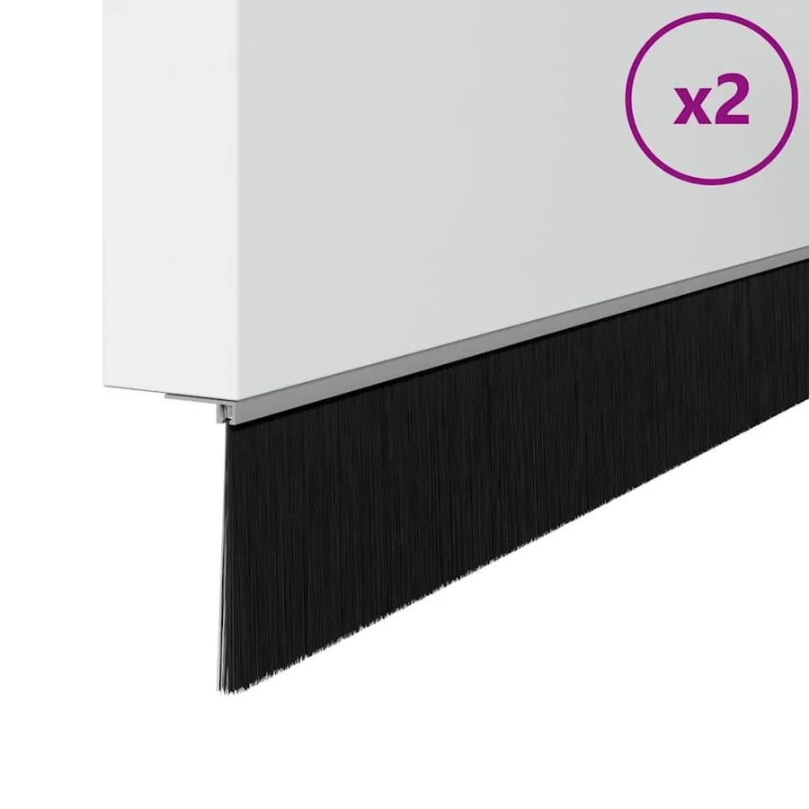 vidaXL Aufsteck Türbürstendichtung aus Aluminium, 2 Stück, Silber, Länge: 100 cm - Bild 1