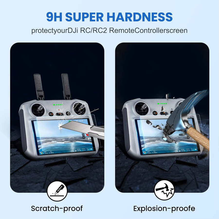 DJI HD-Displayschutzfolie aus gehärtetem Glas für RC und RC2 Fernbedienungen, transparent - Bild 4