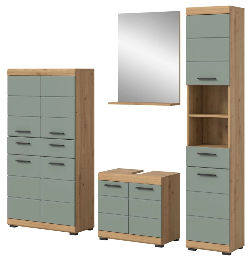 Inn.Furn Badmöbel Set Shawn 4-teilig in Grün und Eiche, Breite: 201 cm - Bild 3