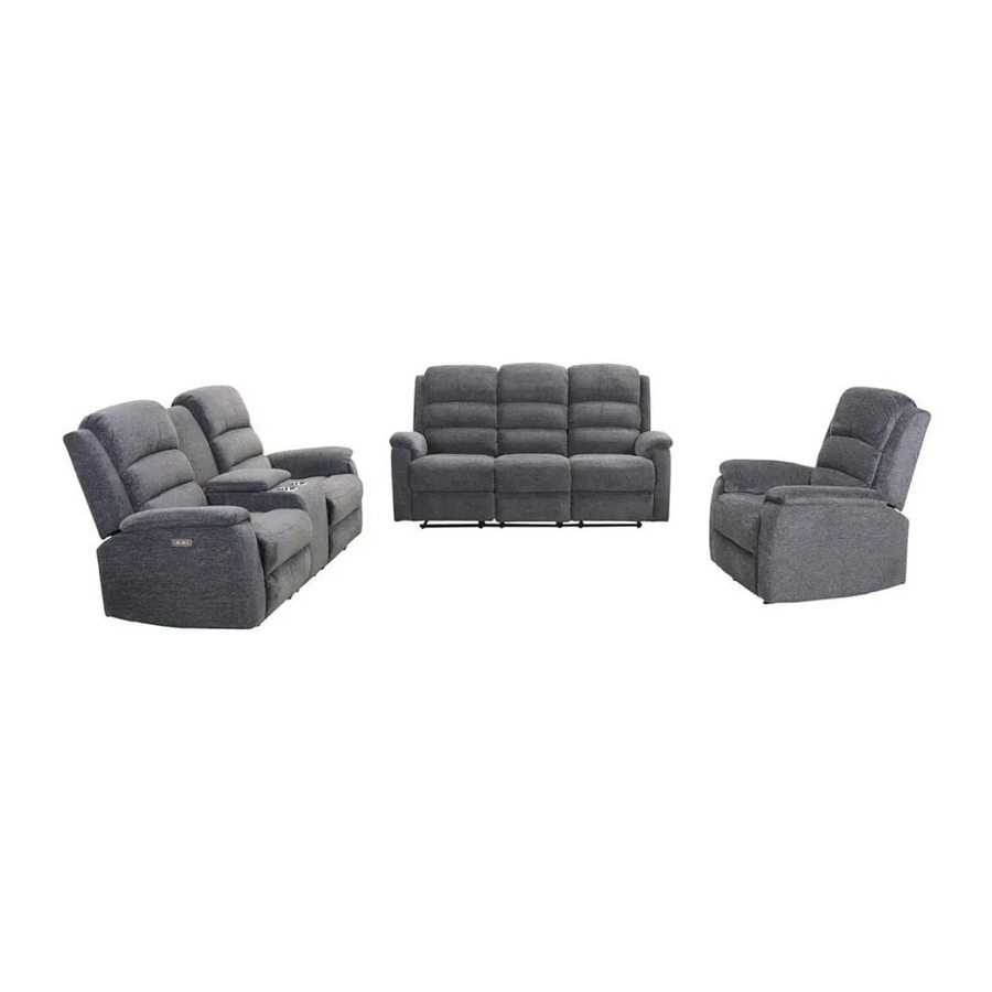 Vente-unique Couchgarnitur Nevers in Grau mit Sessel und Stoffbezug, B/T/H: 187 x 171 x 86 cm - Bild 2
