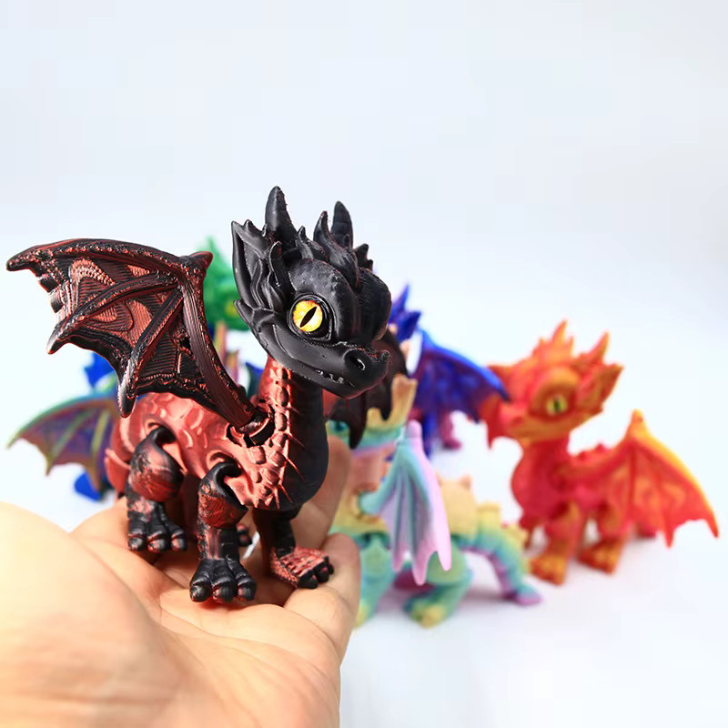 RBXC Fliegender Drache als bewegliches simuliertes Augenspielzeug und Haustierornament in Blaugrün aus 3D-Druck - Bild 2