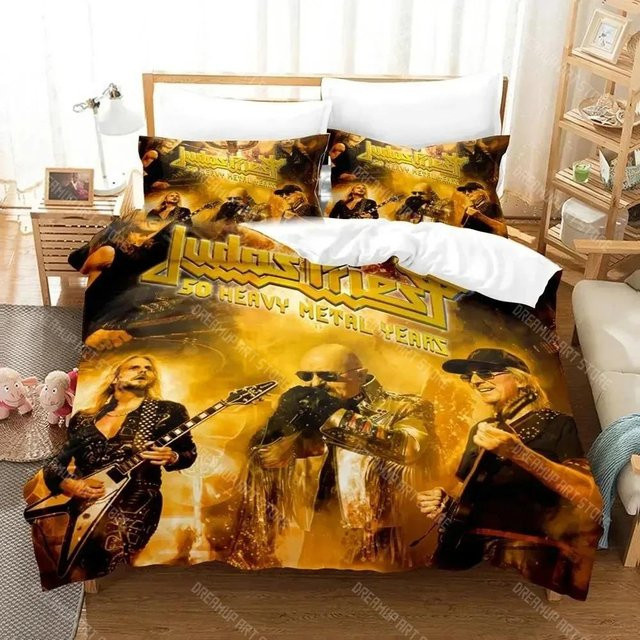 Judas Priest Bettwäsche-Set mit 3D-Druck inklusive Kissenbezug und Reißverschluss, Größe: 90 x 200 cm - Bild 1