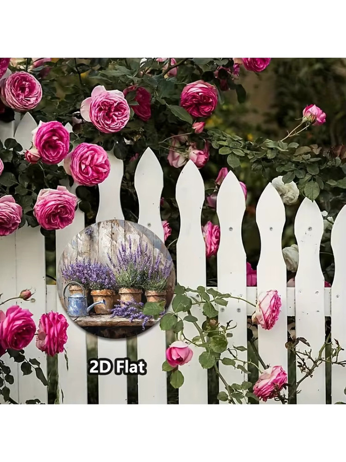 Potdemiel Metallschild Lavendel Retro Rund Aluminium Wanddekoration Mehrfarbig Durchmesser: 20 cm - Bild 5