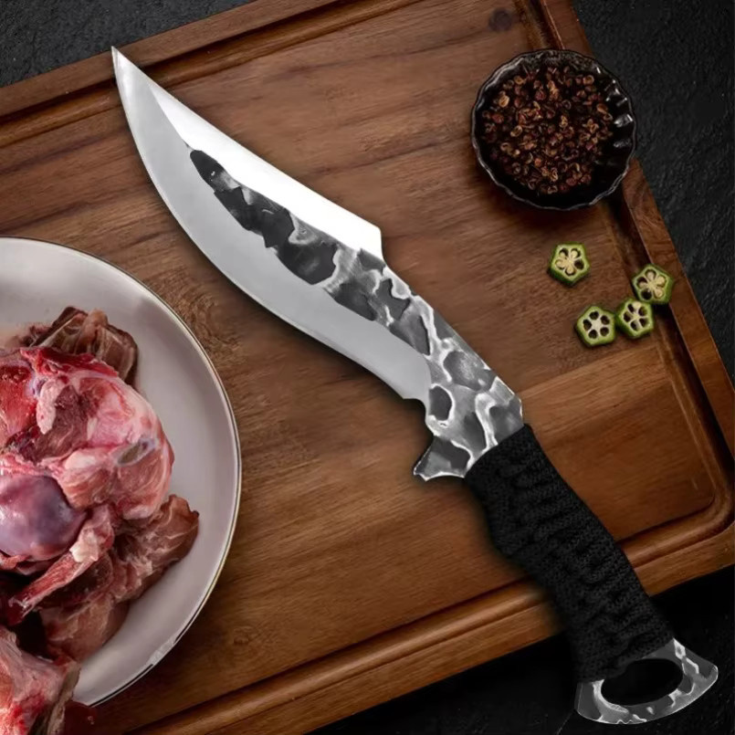 GuanQi Handgeschmiedetes Hackmesser in Silber für Fleisch und Gemüse mit Schutzhülle - Bild 4