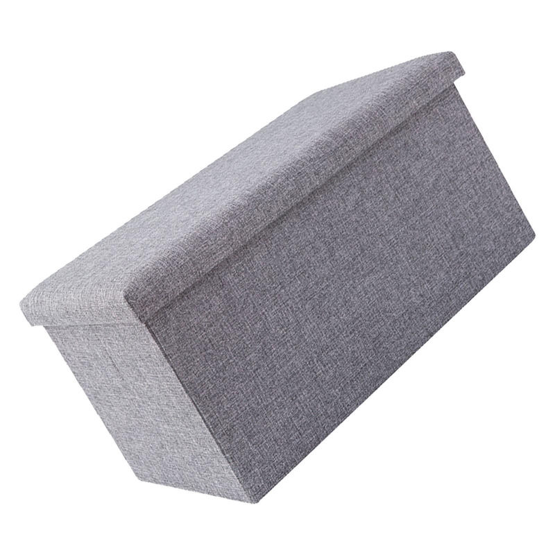 Aimo Klappbarer Aufbewahrungshocker aus Stoff in Grau als multifunktionale Fußstütze und Aufbewahrungsbox - Bild 5