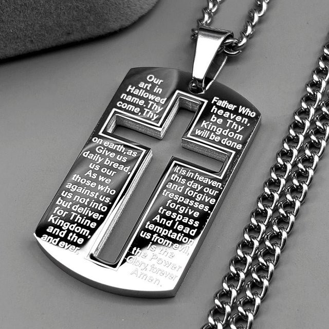 JYTF Halskette, Anhänger Bibelkruz, Edelstahl, Gold, Unisex - Bild 1