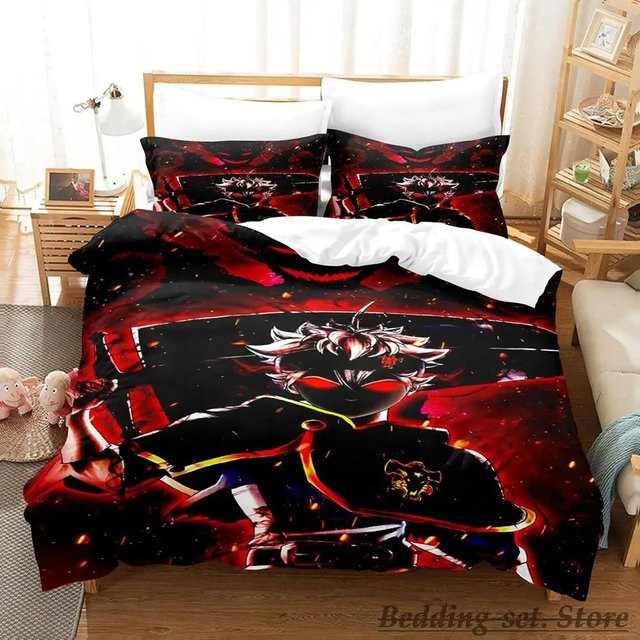 Black Clover Bettwäsche-Set aus Mikrofaser in Schwarz mit Bettbezug und Kissenbezug, Breite: 140 cm, Länge: 210 cm - Bild 1