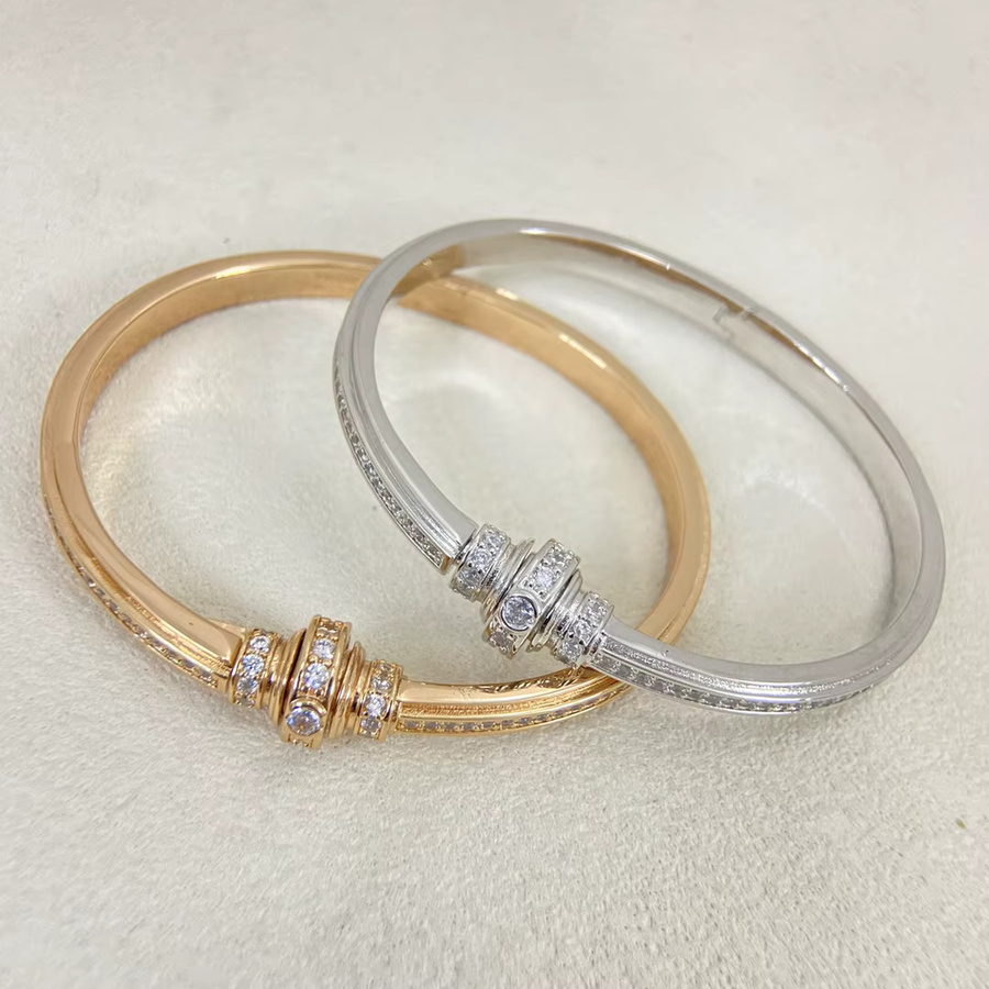 Armband mit drehbaren Perlen, 18 Karat vergoldet, 5A Zirkonia besetzt, 17 cm, Damen - Bild 2