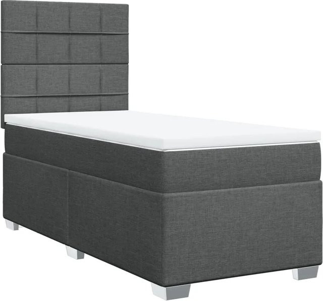 vidaXL Boxspringbett Hybrid mit Matratze und USB-Ladeport, Dunkelgrau, B/T/H: 90 x 190 cm - Bild 1