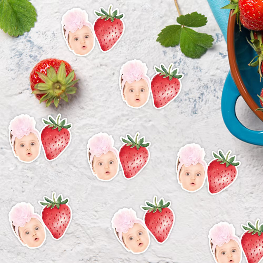 WEIGAO Erdbeermuster Kuchen Topper und Banner Aufkleber aus Papier für Kinder Geburtstag und Baby Shower Dekoration - Bild 3