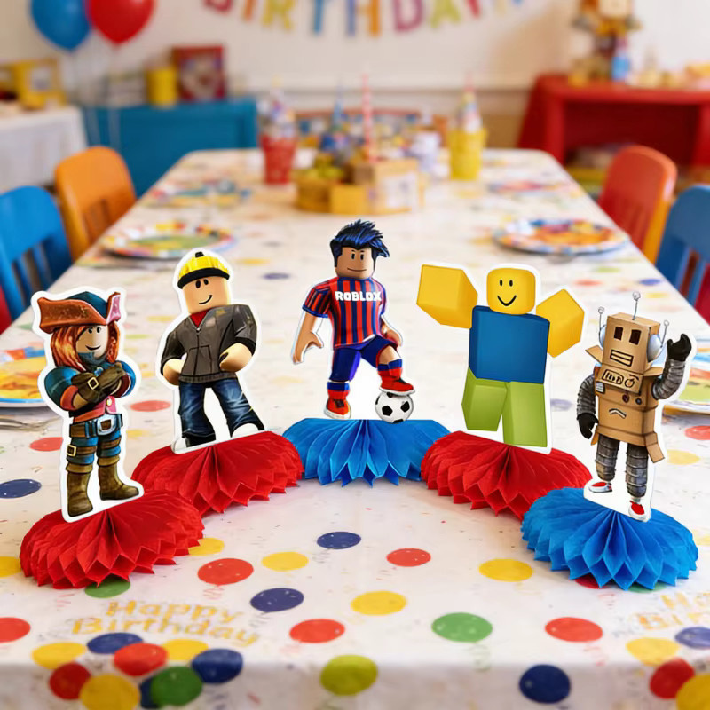 Robloxed 5-teiliges Wabenmuster Anhänger-Dekorationsset aus Papier in Multicolor für Geburtstage und Partys - Bild 2