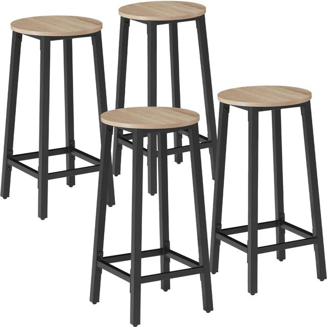 Tectake Barhocker Set Corby im Industrial Style aus Holz und Stahl in Eiche Sonoma Hell, B/T/H: 32 x 32 x 66 cm - Bild 1