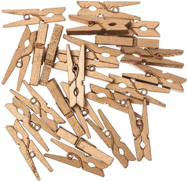 Rico Design Holzklammern in Gold, 24 Stück, Größe: 3 cm - Bild 1