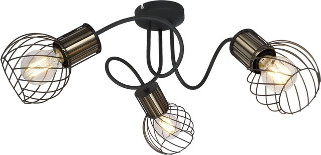 GLOBO Lighting Deckenleuchte ARGUSTO in Gold und Schwarz aus Metall mit 3 E27 Fassungen, H: 24 cm, D: 60 cm - Bild 1