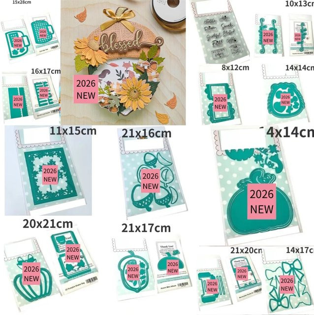 Grüne Metall-Schneidedaten-Schablonen für Scrapbooking und Bastelarbeiten mit Motiven Kiefernzapfen und Handtaschen - Bild 1