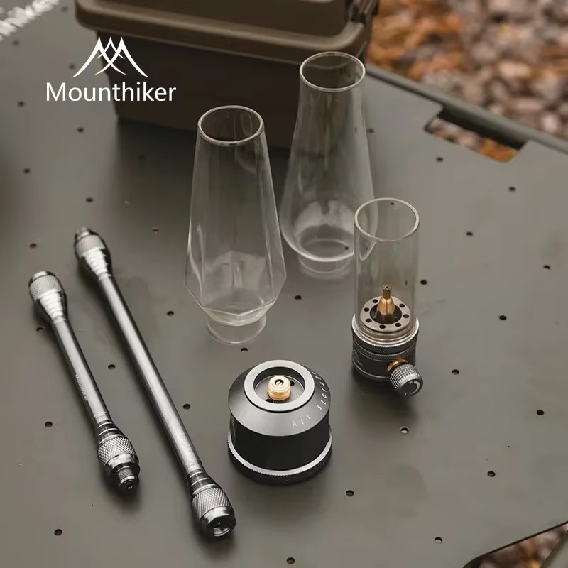 Mountainhiker Camping Gas Lampe aus Aluminiumlegierung und hitzebeständigem Glas in Silber mit EVA Tasche - Bild 2