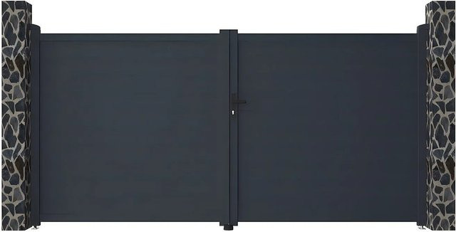 Vente-unique Flügeltor Nazario aus Aluminium in Anthrazitgrau, Breite: 355 cm - Bild 1