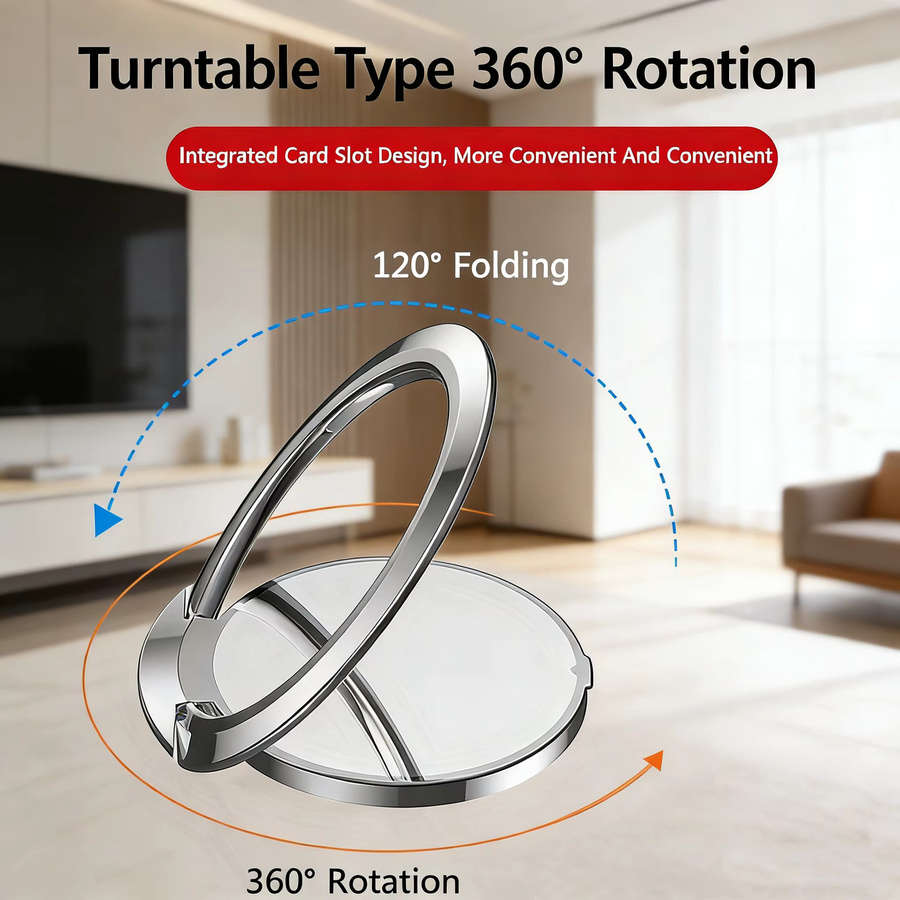 WSSHE Magnetischer Fingerring für Mobiltelefone, Ultradünner Telefonhalter mit 360 Grad Drehung in Silber - Bild 3