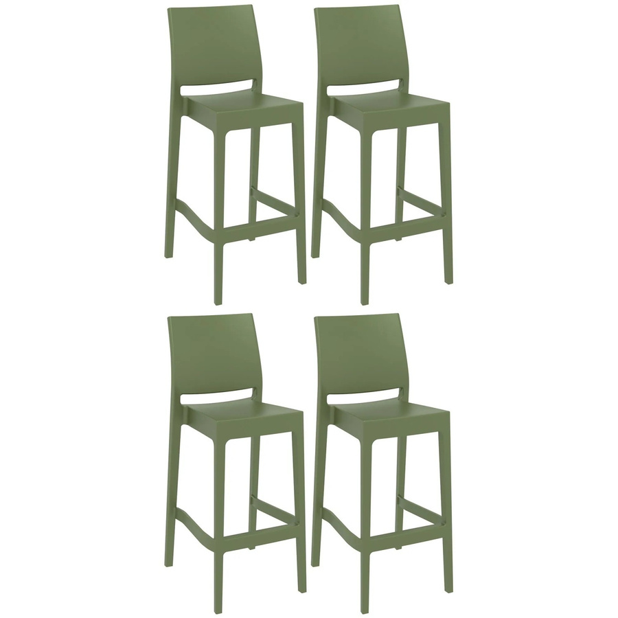 CLP 4er Set Barhocker Maya aus Kunststoff in Olivgrün, stapelbar und modern - Bild 2