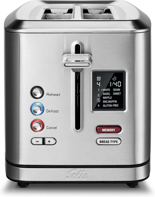 Solis Flex Zwei-Schlitz-Toaster aus Edelstahl mit Brötchenaufsatz, Timer und Digitalanzeige, Farbe: Silber, B/T/H: 29 x 17 x 18,7 cm - Bild 1