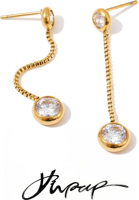 Yhpup Ohrringe Edelstahl, Zirkonia, Gold - Bild 1