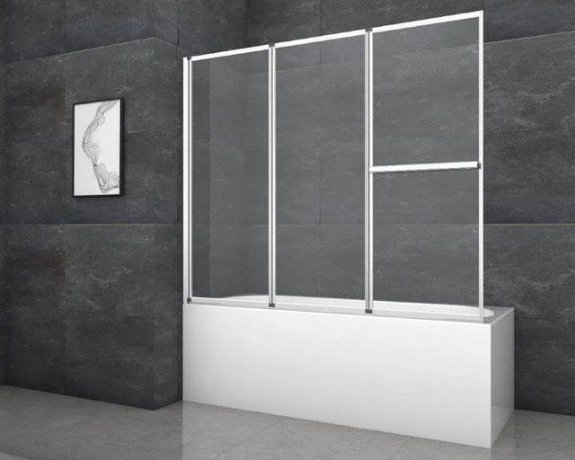 Aurlane Badewannenfaltwand Silver Comfort in Chrom und Transparent, B/H: 140 x 166,4 cm - Bild 1