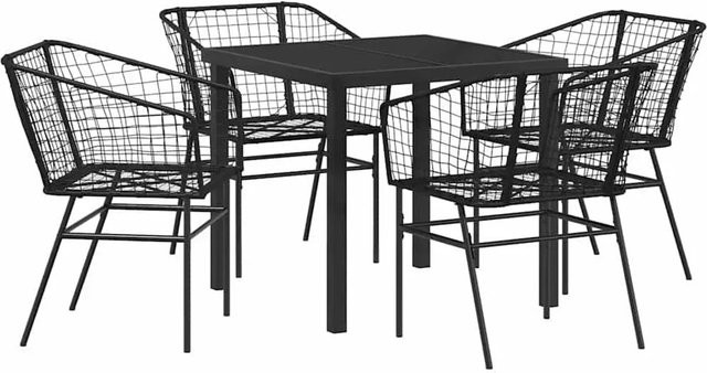 vidaXL Garten Essgruppe 5-teilig aus Poly-Rattan und Stahl in Schwarz - Bild 1