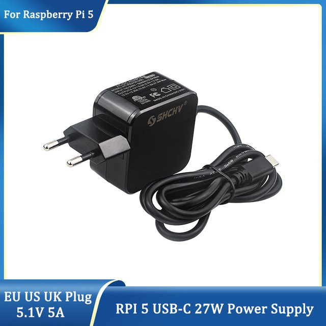 Raspberry Pi 5 Netzteil USB Typ-C 27 W 5,1 V 5 A in Schwarz - Bild 1