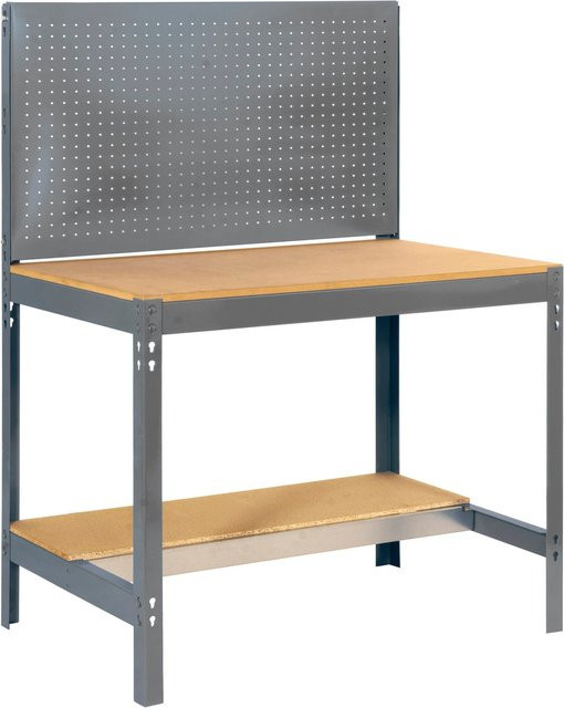PROREGAL Werkbank Buffalo mit Werkzeugwand in Grau, höhenverstellbar, Traglast 600 kg, H x B x T: 84 x 150 x 61 cm - Bild 1