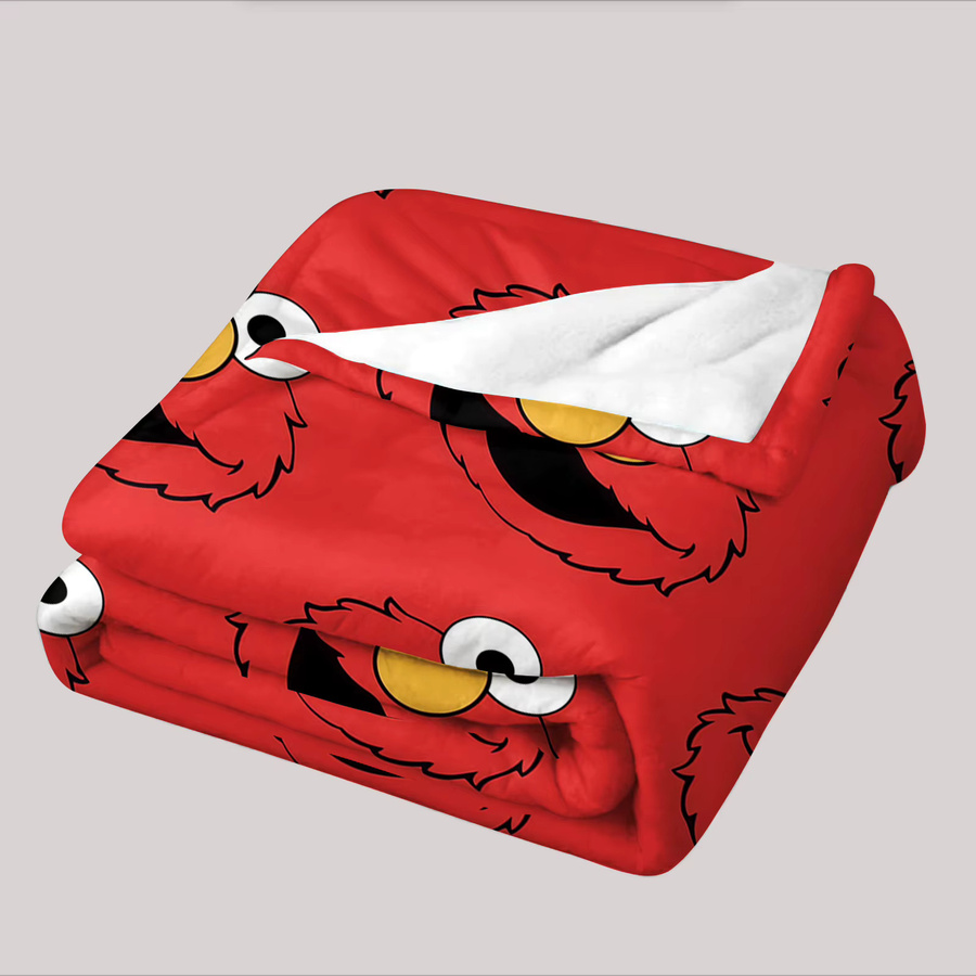 Beast Kingdom Elmo Cartoon Anime Flanelldecke mit Gesichtsmotiv, rote Kuscheldecke aus Polyester für Kinder, Sofa oder Bett - Bild 5