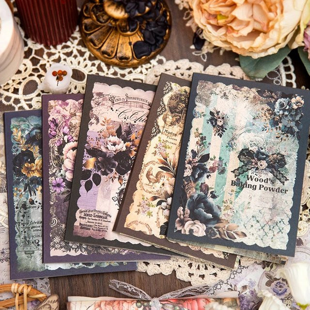30er Set Vintage Floral Scrapbooking Papier mit Blumenmotiven für Junk Journal und Collage, Mehrfarbig - Bild 1
