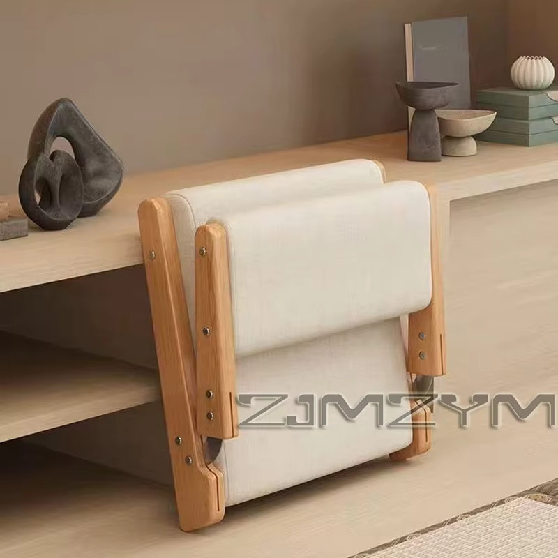 ZJMZYM Japanischer Tatami-Stuhl mit Rückenlehne aus Massivholz in Beige - Bild 3