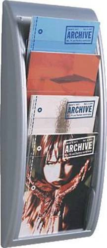 Paperflow Quick Blick 4061-35 Prospekthalter aus Aluminium in Alusilber mit 4 Fächern für DIN A4 - Bild 1